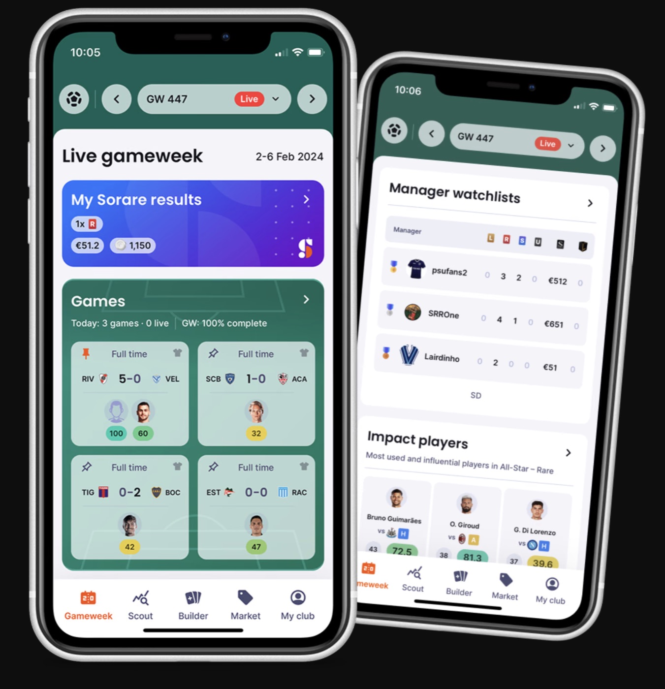 Le Gameweek center sur mobile : chaque bloc est une tuile
