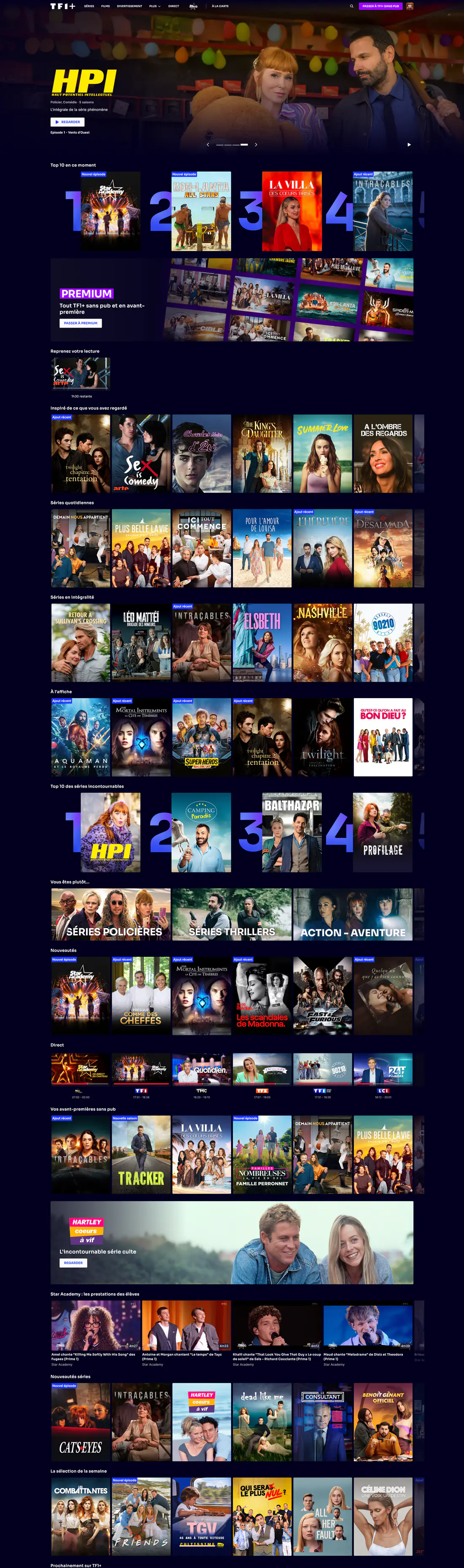 TF1+ : page d'accueil