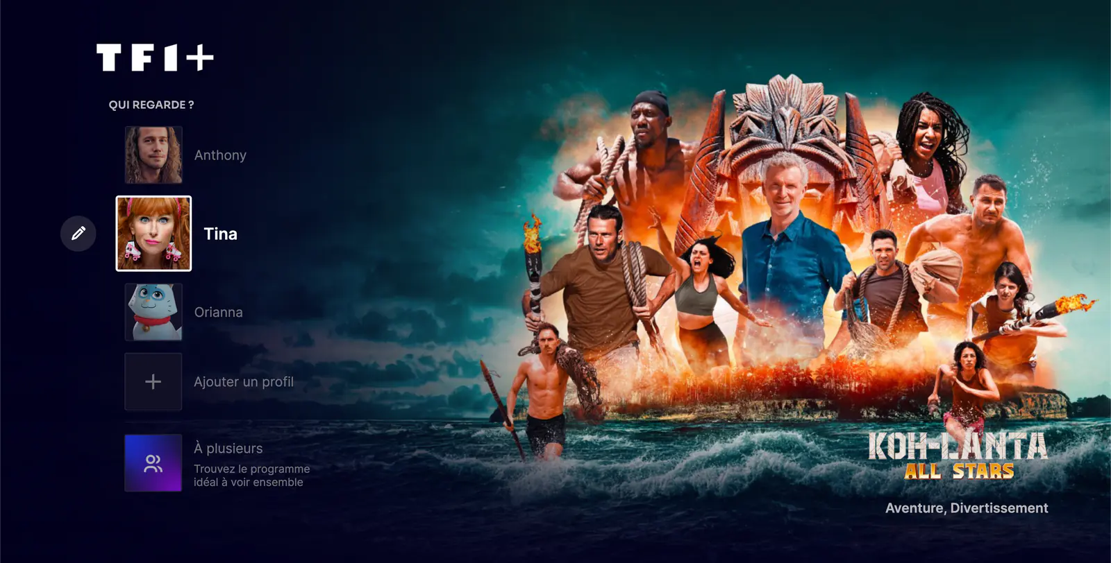 TF1+ : choix du profil